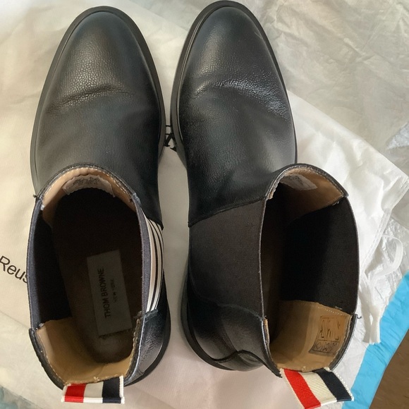 Thom Browne 4-Bar Grained Leather Chelsea Boots in Black Men’s Sz. EU-42/US-9 - Picture 5 of 15